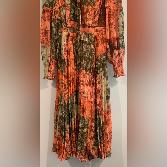 Excellent Condition, Rachel Parcell- Pleated Chiffon Midi Dress w/ Bow, Size 0 - Picture 8 of 15